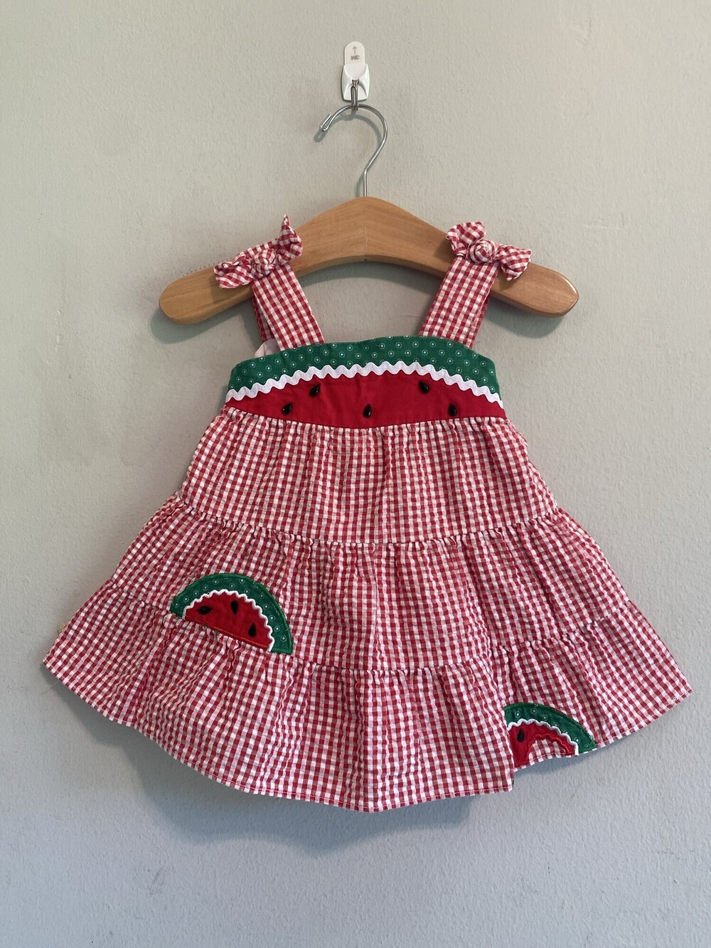 Rare Editions Watermelon Gingham Dress Baby 9M